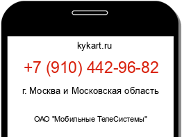 Информация о номере телефона +7 (910) 442-96-82: регион, оператор