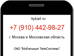 Информация о номере телефона +7 (910) 442-98-27: регион, оператор