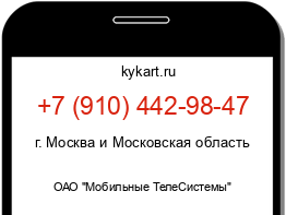 Информация о номере телефона +7 (910) 442-98-47: регион, оператор