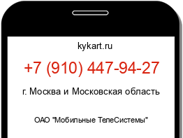 Информация о номере телефона +7 (910) 447-94-27: регион, оператор