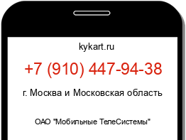 Информация о номере телефона +7 (910) 447-94-38: регион, оператор