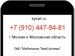 Информация о номере телефона +7 (910) 447-94-81: регион, оператор