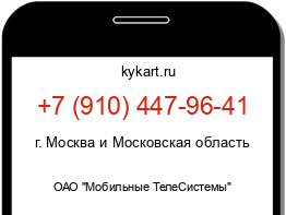 Информация о номере телефона +7 (910) 447-96-41: регион, оператор