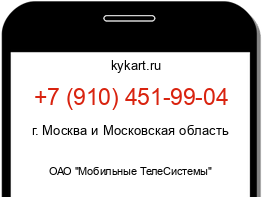 Информация о номере телефона +7 (910) 451-99-04: регион, оператор