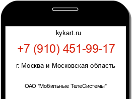 Информация о номере телефона +7 (910) 451-99-17: регион, оператор