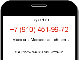Информация о номере телефона +7 (910) 451-99-72: регион, оператор
