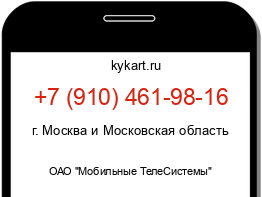 Информация о номере телефона +7 (910) 461-98-16: регион, оператор