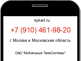 Информация о номере телефона +7 (910) 461-98-20: регион, оператор