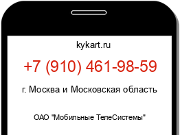 Информация о номере телефона +7 (910) 461-98-59: регион, оператор