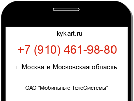 Информация о номере телефона +7 (910) 461-98-80: регион, оператор