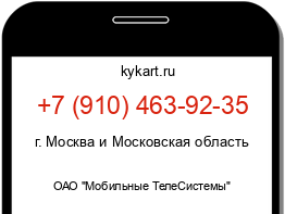 Информация о номере телефона +7 (910) 463-92-35: регион, оператор