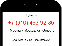 Информация о номере телефона +7 (910) 463-92-36: регион, оператор