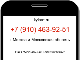 Информация о номере телефона +7 (910) 463-92-51: регион, оператор