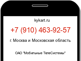 Информация о номере телефона +7 (910) 463-92-57: регион, оператор