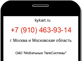 Информация о номере телефона +7 (910) 463-93-14: регион, оператор