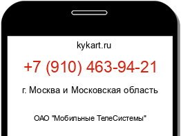 Информация о номере телефона +7 (910) 463-94-21: регион, оператор