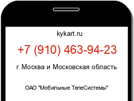 Информация о номере телефона +7 (910) 463-94-23: регион, оператор