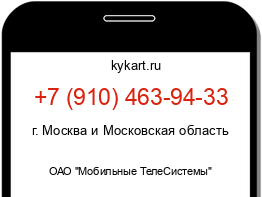 Информация о номере телефона +7 (910) 463-94-33: регион, оператор