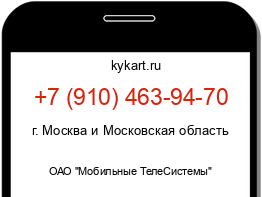 Информация о номере телефона +7 (910) 463-94-70: регион, оператор