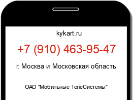 Информация о номере телефона +7 (910) 463-95-47: регион, оператор