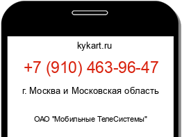 Информация о номере телефона +7 (910) 463-96-47: регион, оператор