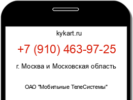 Информация о номере телефона +7 (910) 463-97-25: регион, оператор