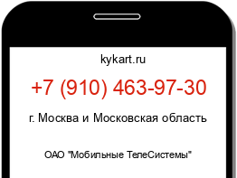 Информация о номере телефона +7 (910) 463-97-30: регион, оператор