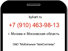 Информация о номере телефона +7 (910) 463-98-13: регион, оператор