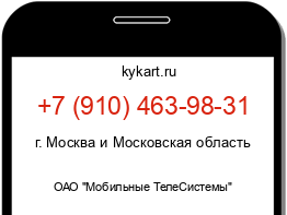 Информация о номере телефона +7 (910) 463-98-31: регион, оператор