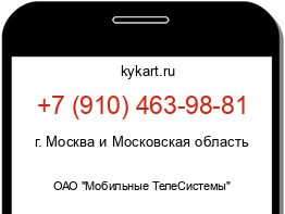 Информация о номере телефона +7 (910) 463-98-81: регион, оператор