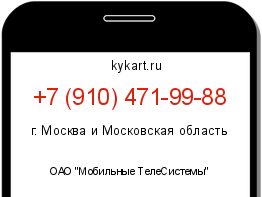 Информация о номере телефона +7 (910) 471-99-88: регион, оператор