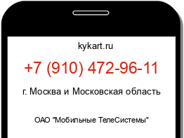 Информация о номере телефона +7 (910) 472-96-11: регион, оператор