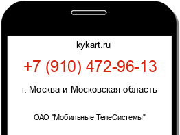 Информация о номере телефона +7 (910) 472-96-13: регион, оператор