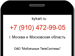 Информация о номере телефона +7 (910) 472-99-05: регион, оператор