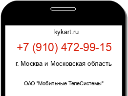 Информация о номере телефона +7 (910) 472-99-15: регион, оператор