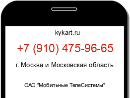 Информация о номере телефона +7 (910) 475-96-65: регион, оператор