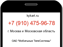 Информация о номере телефона +7 (910) 475-96-78: регион, оператор