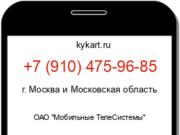 Информация о номере телефона +7 (910) 475-96-85: регион, оператор