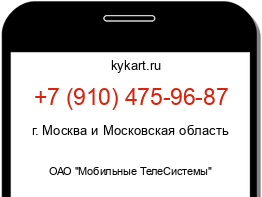 Информация о номере телефона +7 (910) 475-96-87: регион, оператор