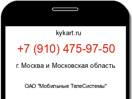 Информация о номере телефона +7 (910) 475-97-50: регион, оператор