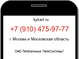 Информация о номере телефона +7 (910) 475-97-77: регион, оператор