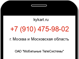 Информация о номере телефона +7 (910) 475-98-02: регион, оператор