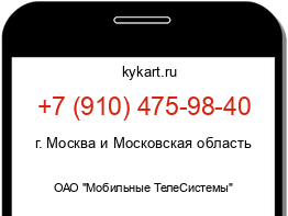 Информация о номере телефона +7 (910) 475-98-40: регион, оператор