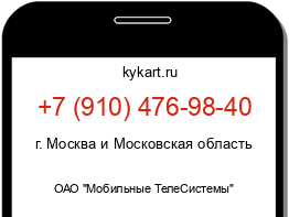 Информация о номере телефона +7 (910) 476-98-40: регион, оператор