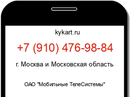 Информация о номере телефона +7 (910) 476-98-84: регион, оператор