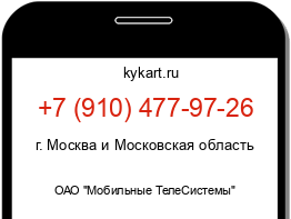 Информация о номере телефона +7 (910) 477-97-26: регион, оператор