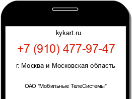 Информация о номере телефона +7 (910) 477-97-47: регион, оператор