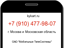 Информация о номере телефона +7 (910) 477-98-07: регион, оператор