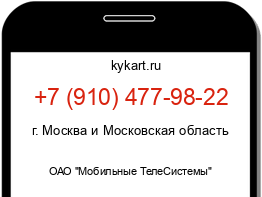 Информация о номере телефона +7 (910) 477-98-22: регион, оператор