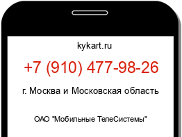 Информация о номере телефона +7 (910) 477-98-26: регион, оператор